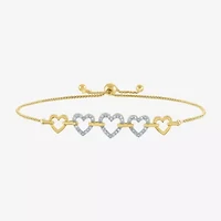 (G-H / Si2-I1) Womens 1/10 CT. T.W. Lab Grown White Diamond 14K Gold Over Silver Sterling Silver Heart Bolo Bracelet