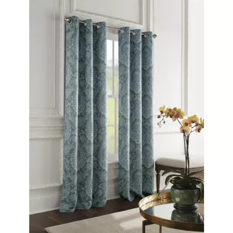 Broadhaven Geneva Print Grommet Top Blackout Single Curtain Panel