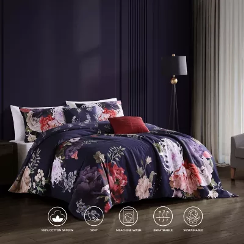 Bebejan Deep Purple Garden 5-pc. Midweight Reversible Comforter Set