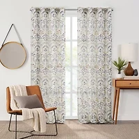 Fieldcrest Arden Vine Floral Print Grommet Top Sheer Single Curtain Panel