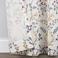 Fieldcrest Arden Vine Floral Print Grommet Top Sheer Single Curtain Panel