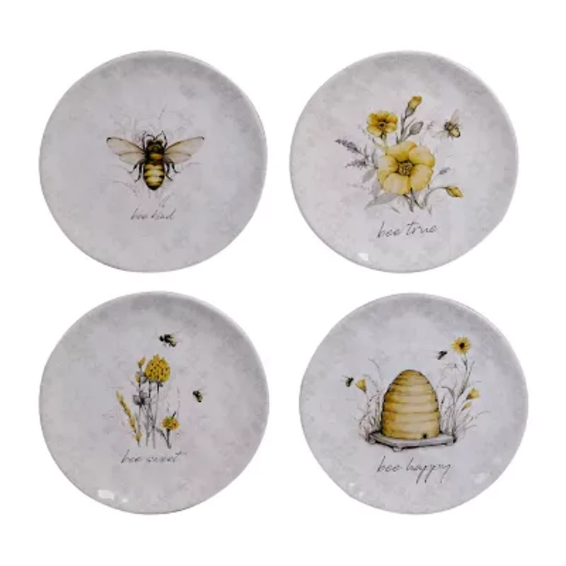 Certified International Bee Sweet 4-pc. Earthenware Salad Plate