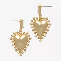 Bijoux Bar Gold Tone Womens Pink Cubic Zirconia Heart Drop Earrings