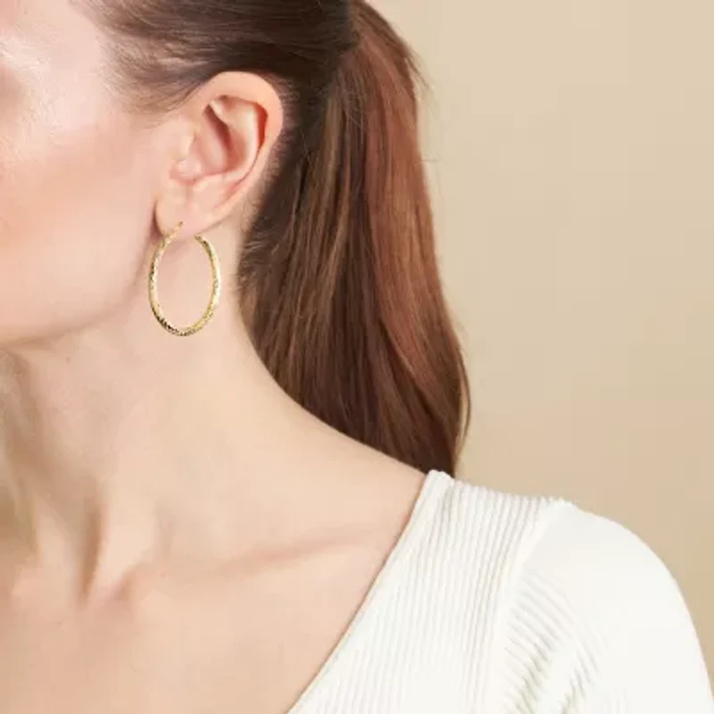 Silver Reflections Womens 24K Gold Over Brass 40mm Round Hoop Earrings