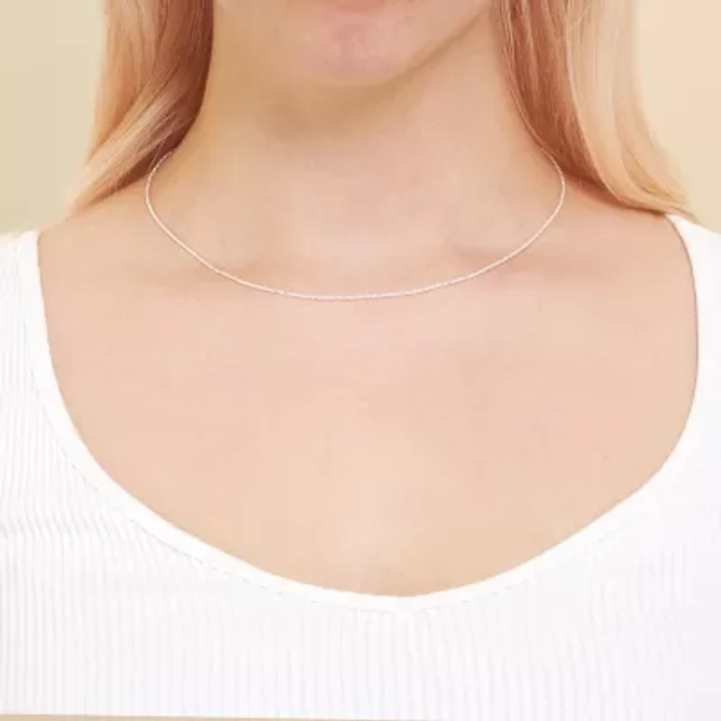 Silver Treasures Made Italy Sterling 16-24" Round Sparkle Chain Necklace