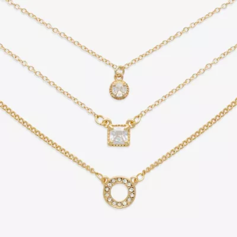 Mixit Womens Cubic Zirconia 3-pc. Necklace Set