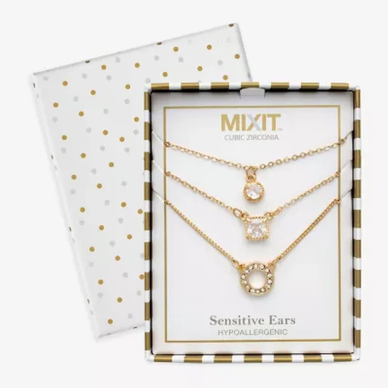 Mixit Womens Cubic Zirconia 3-pc. Necklace Set