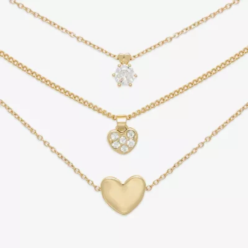 Mixit Womens Cubic Zirconia Heart Hypoallergenic 3-pc. Necklace Set