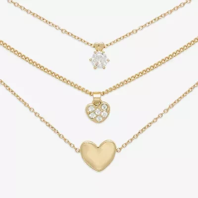 Mixit Womens Cubic Zirconia Heart Hypoallergenic 3-pc. Necklace Set