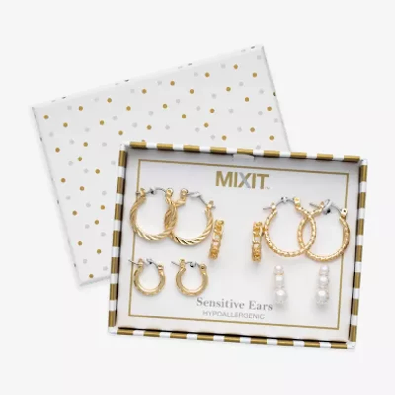 Mixit Womens Simulated Pearl Hypoallergenic Pair Earring Set