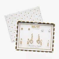 Mixit Womens Cubic Zirconia Heart 5 Pair Earring Set