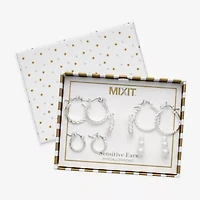 Mixit Womens Simulated Pearl Hypoallergenic 5 Pair Earring Set