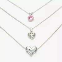 Mixit Womens Cubic Zirconia Heart Hypoallergenic 3-pc. Necklace Set