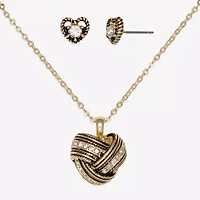 Mixit Womens Cubic Zirconia Stainless Steel Heart Knot Hypoallergenic 2-pc. Jewelry Set