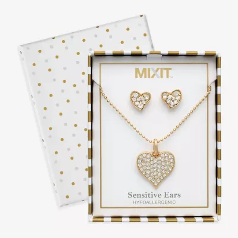 Mixit Womens Stainless Steel Heart Hypoallergenic 2-pc. Jewelry Set