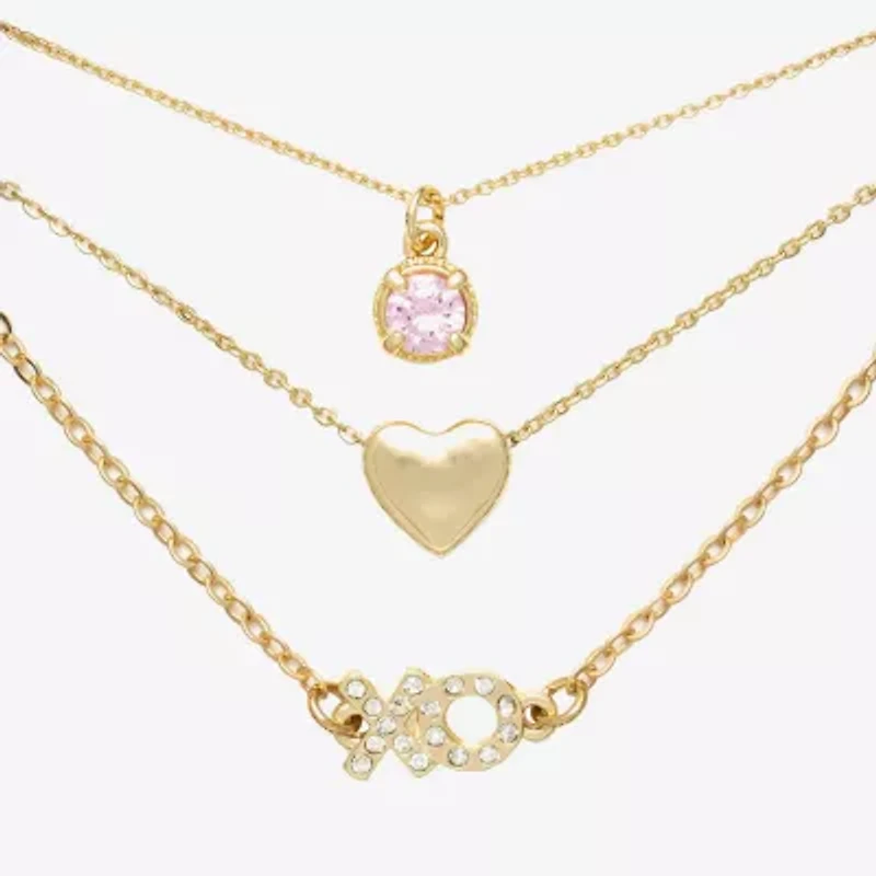 Mixit Womens Cubic Zirconia Heart Hypoallergenic 3-pc. Necklace Set