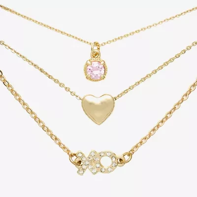 Mixit Womens Cubic Zirconia Heart Hypoallergenic 3-pc. Necklace Set