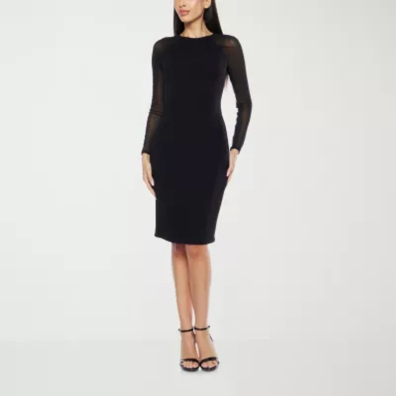 Premier Amour Rhinestone Womens Long Sleeve Sheath Dress