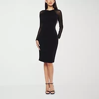 Premier Amour Rhinestone Womens Long Sleeve Sheath Dress