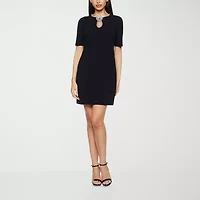 Premier Amour Rhinestone Womens Short Sleeve Sheath Dress