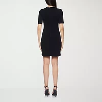 Premier Amour Rhinestone Womens Short Sleeve Sheath Dress