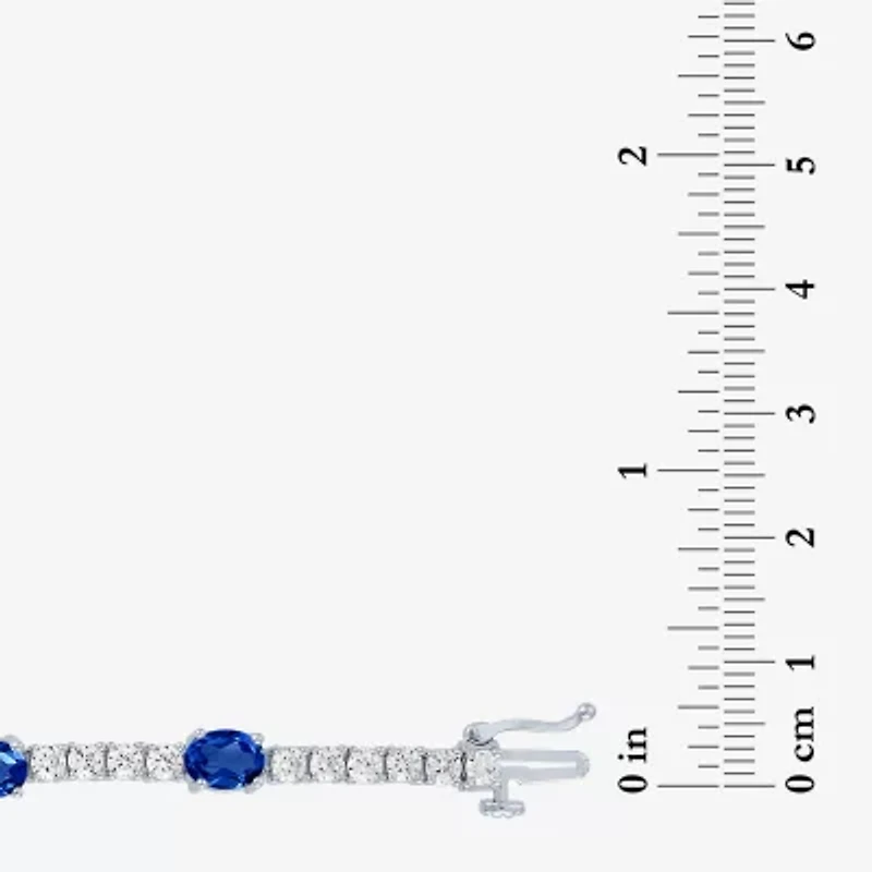 Gemstone Pure Silver Over Brass Tennis Bracelet