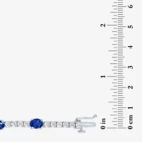 Gemstone Pure Silver Over Brass Tennis Bracelet