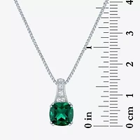 Gemstone Sterling Silver Cushion Pendant Necklace