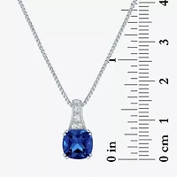 Gemstone Sterling Silver Cushion Pendant Necklace