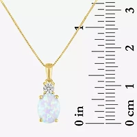 Gemstone 10K Gold Oval Pendant Necklace