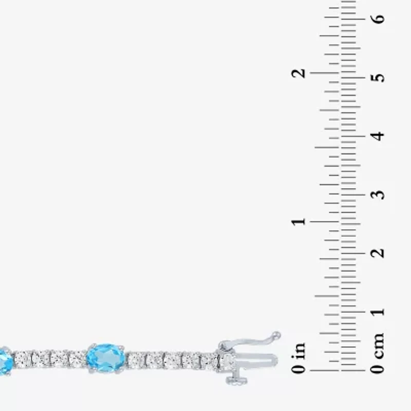 Gemstone Pure Silver Over Brass Tennis Bracelet