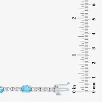 Gemstone Pure Silver Over Brass Tennis Bracelet