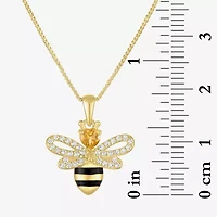 Bumble Bee Womens Genuine Yellow Citrine 14K Gold Over Silver 18 Inch Pendant Necklace