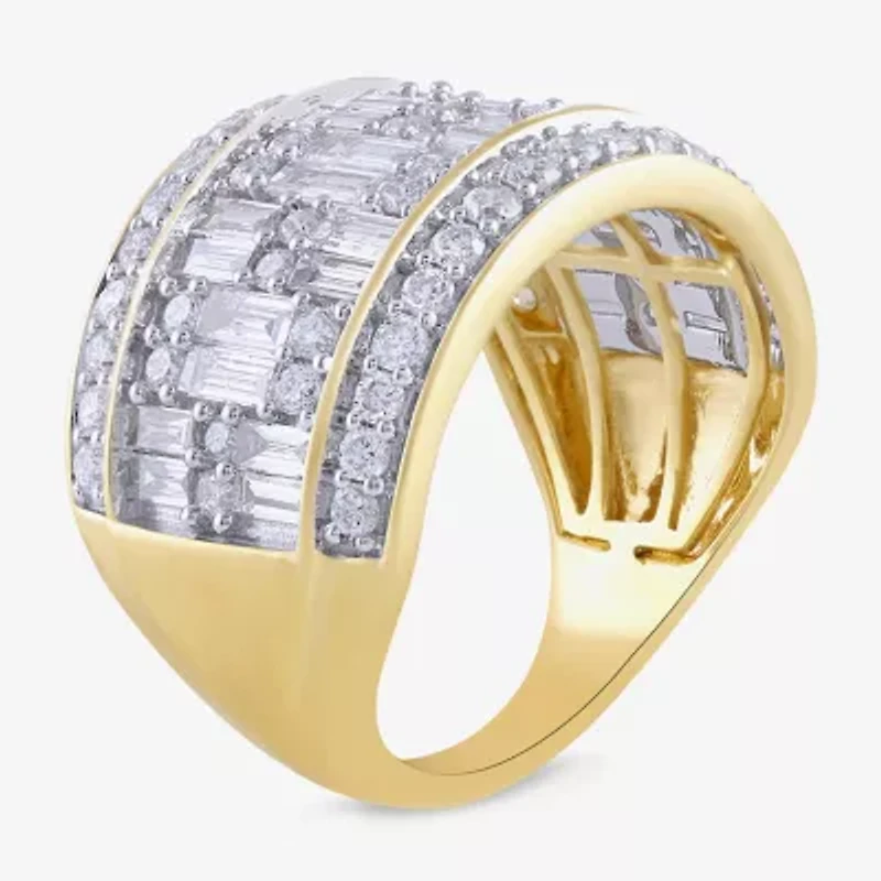Womens CT. T.W. Lab Grown White Diamond 10K Gold Cocktail Ring