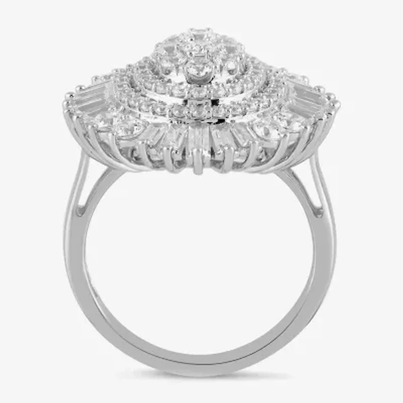 Womens CT. T.W. Lab Grown White Diamond 10K Gold Cluster Cocktail Ring