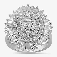 Womens CT. T.W. Lab Grown White Diamond 10K Gold Cluster Cocktail Ring
