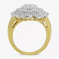 Womens CT. T.W. Lab Grown White Diamond 10K Gold Cluster Cocktail Ring