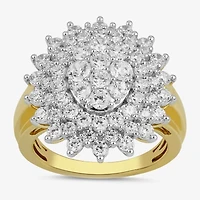 Womens CT. T.W. Lab Grown White Diamond 10K Gold Cluster Cocktail Ring