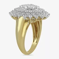 Womens CT. T.W. Lab Grown White Diamond 10K Gold Cluster Cocktail Ring
