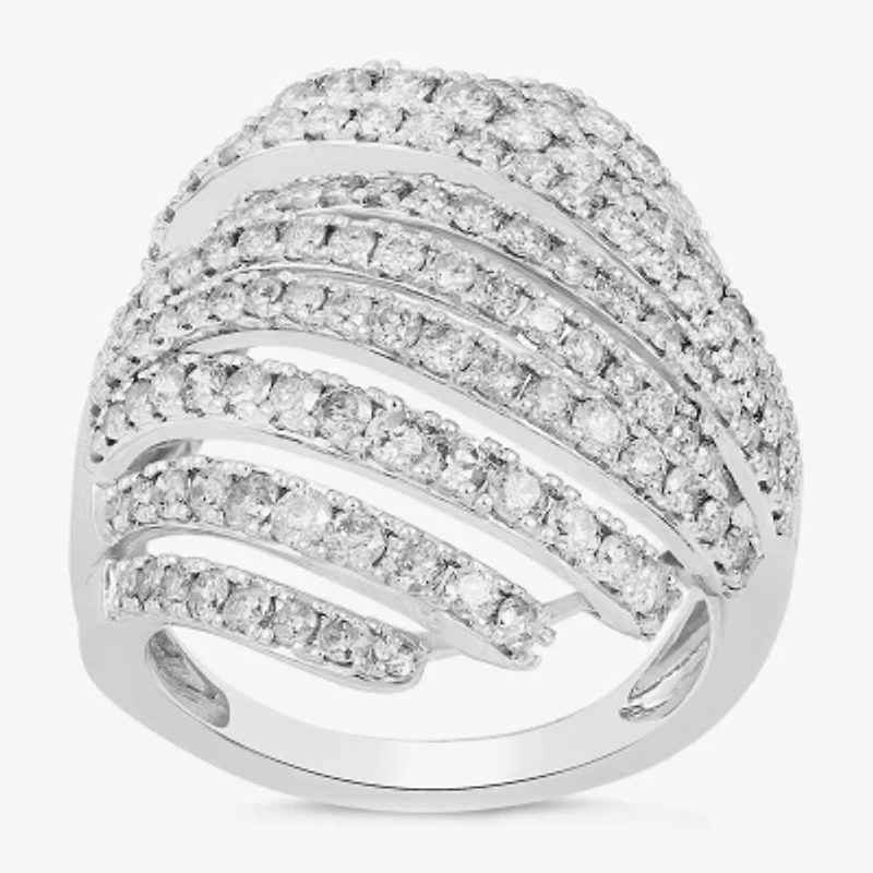 Womens CT. T.W. Lab Grown White Diamond 10K Gold Cluster Cocktail Ring