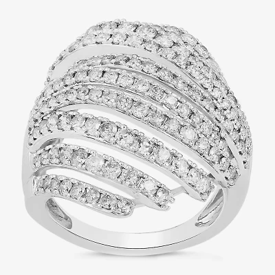 Womens CT. T.W. Lab Grown White Diamond 10K Gold Cluster Cocktail Ring