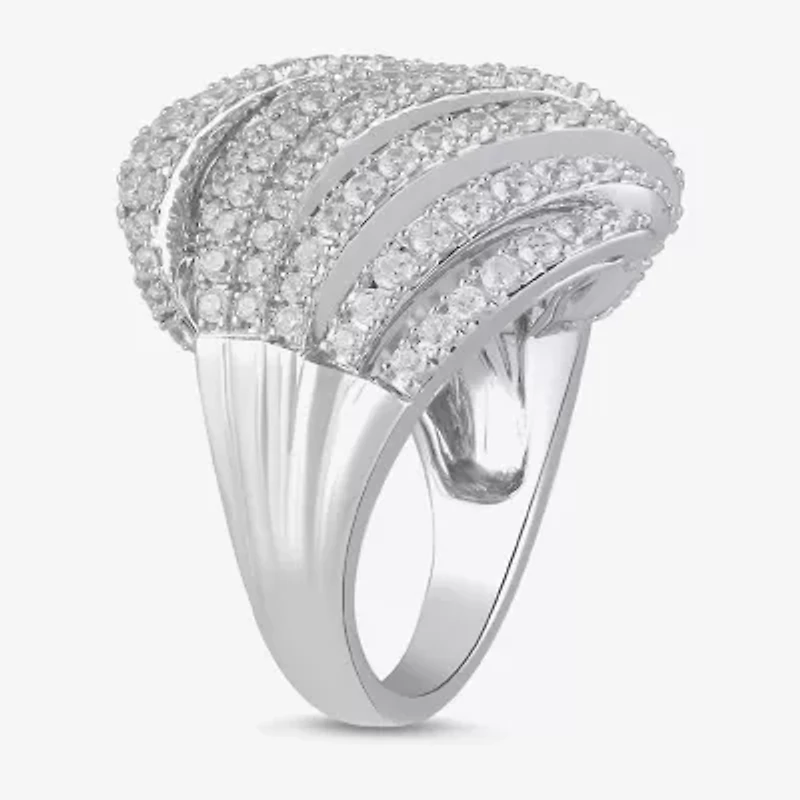 Womens CT. T.W. Lab Grown White Diamond 10K Gold Cluster Cocktail Ring