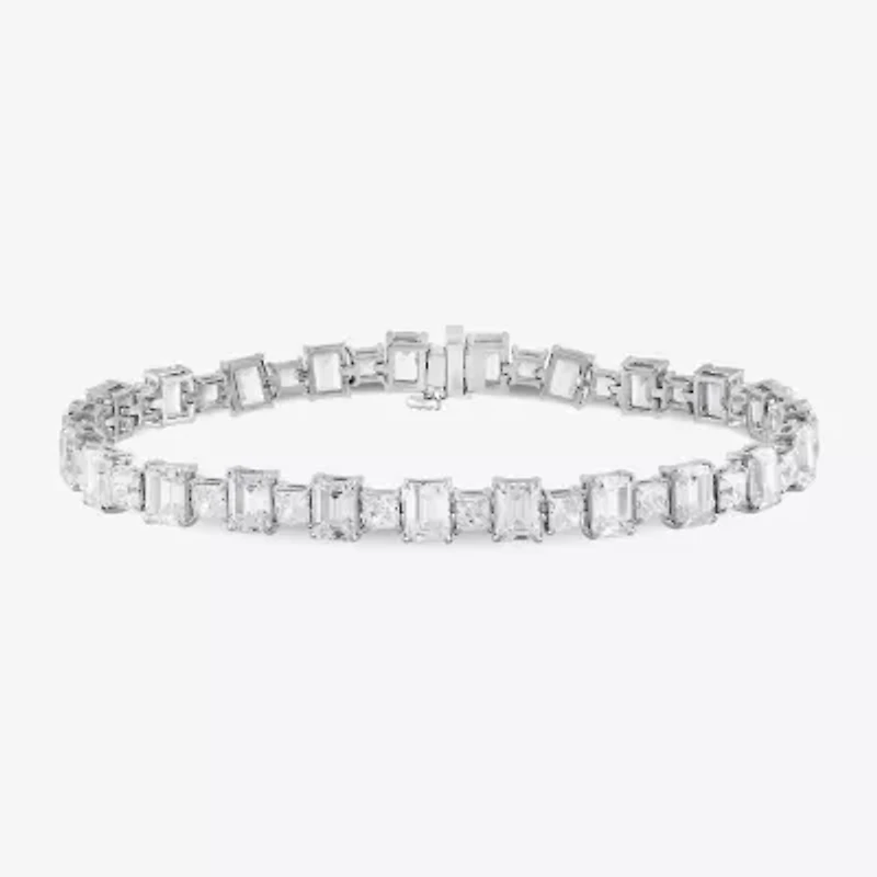 17 C.T. T.W Womens Lab Grown White Diamond 10K White Gold Tennis Bracelet