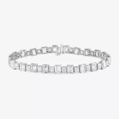 17 C.T. T.W Womens Lab Grown White Diamond 10K White Gold Tennis Bracelet