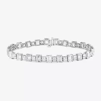 17 C.T. T.W Womens Lab Grown White Diamond 10K White Gold Tennis Bracelet