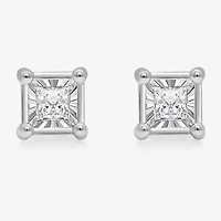 Tru Miracle 1/2 CT. T.W. Natural White Diamond 10K Gold 5mm Princess-cut Stud Earrings