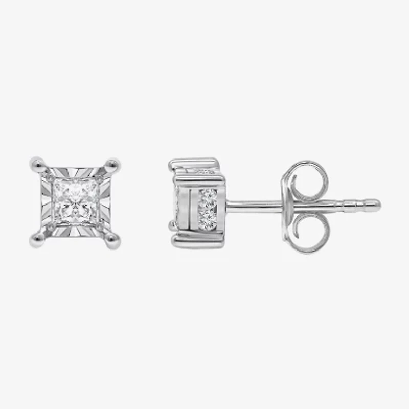 I / I1) 1 CT. T.W. Lab Grown White Diamond 10K White Gold Stud Earrings