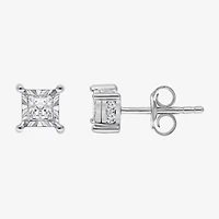 I / I1) 1 CT. T.W. Lab Grown White Diamond 10K White Gold Stud Earrings