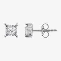 I / I1) 1 CT. T.W. Lab Grown White Diamond 10K White Gold Stud Earrings
