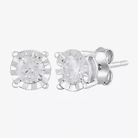 Womens 1 CT. T.W. Lab Grown White Diamond Sterling Silver Round Earring Set